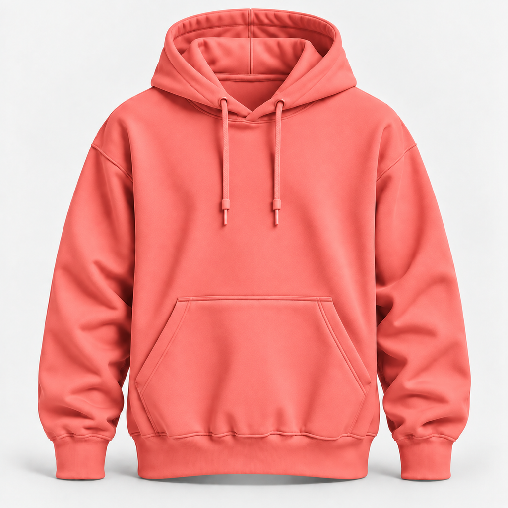 Coral Pink Warm 300 GSM Regular Plain Hoodies