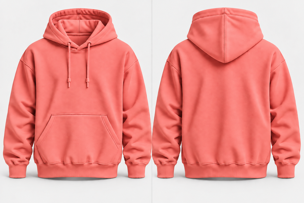 Coral Pink Warm 300 GSM Regular Plain Hoodies