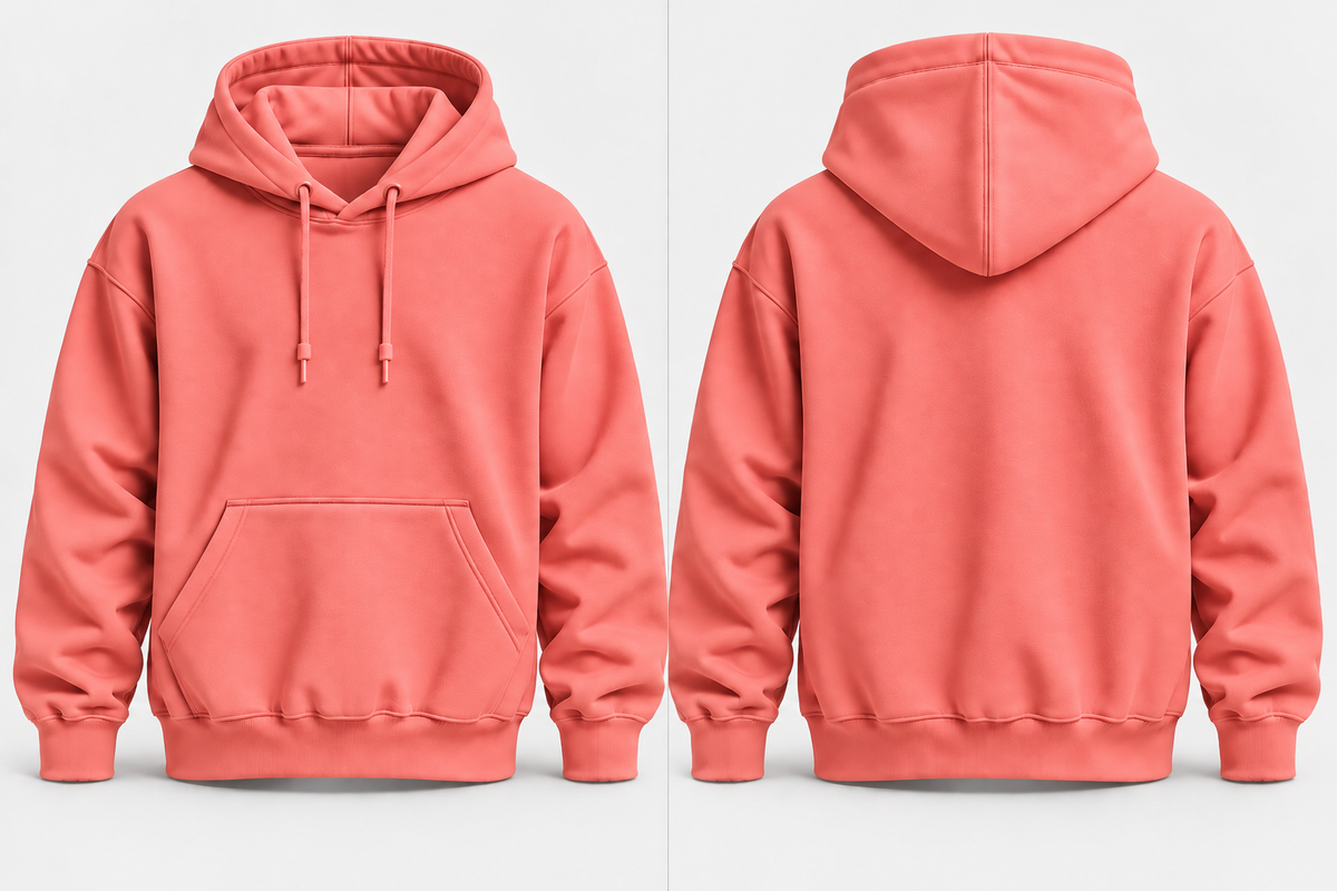 Coral Pink Warm 300 GSM Regular Plain Hoodies