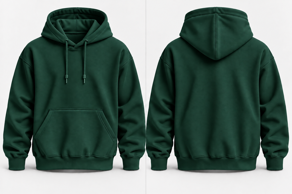 Forest Green Warm 300 GSM Regular Plain Hoodies