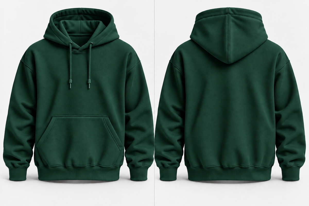Forest Green Warm 300 GSM Regular Plain Hoodies