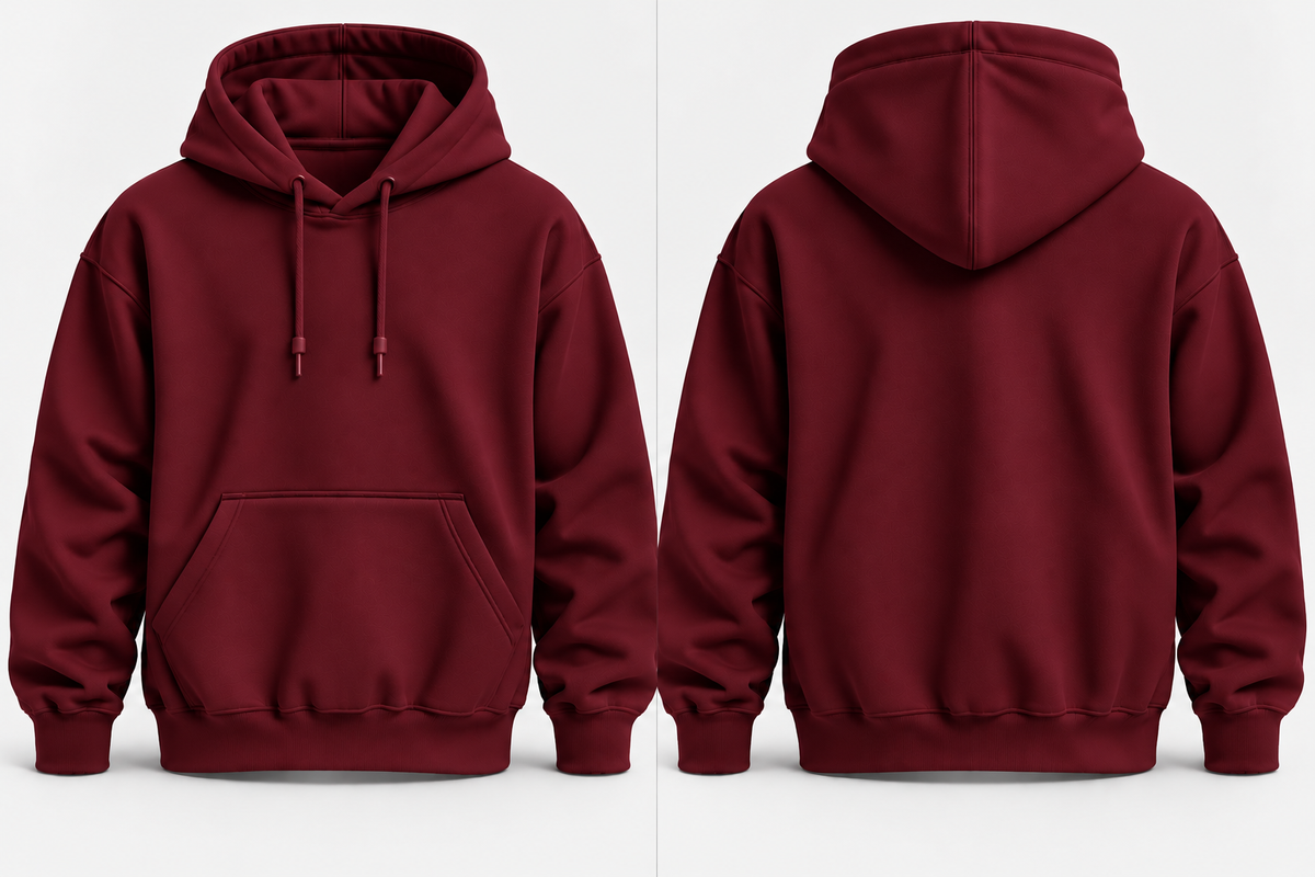 Maroon Color Warm 300 GSM Regular Plain Hoodies