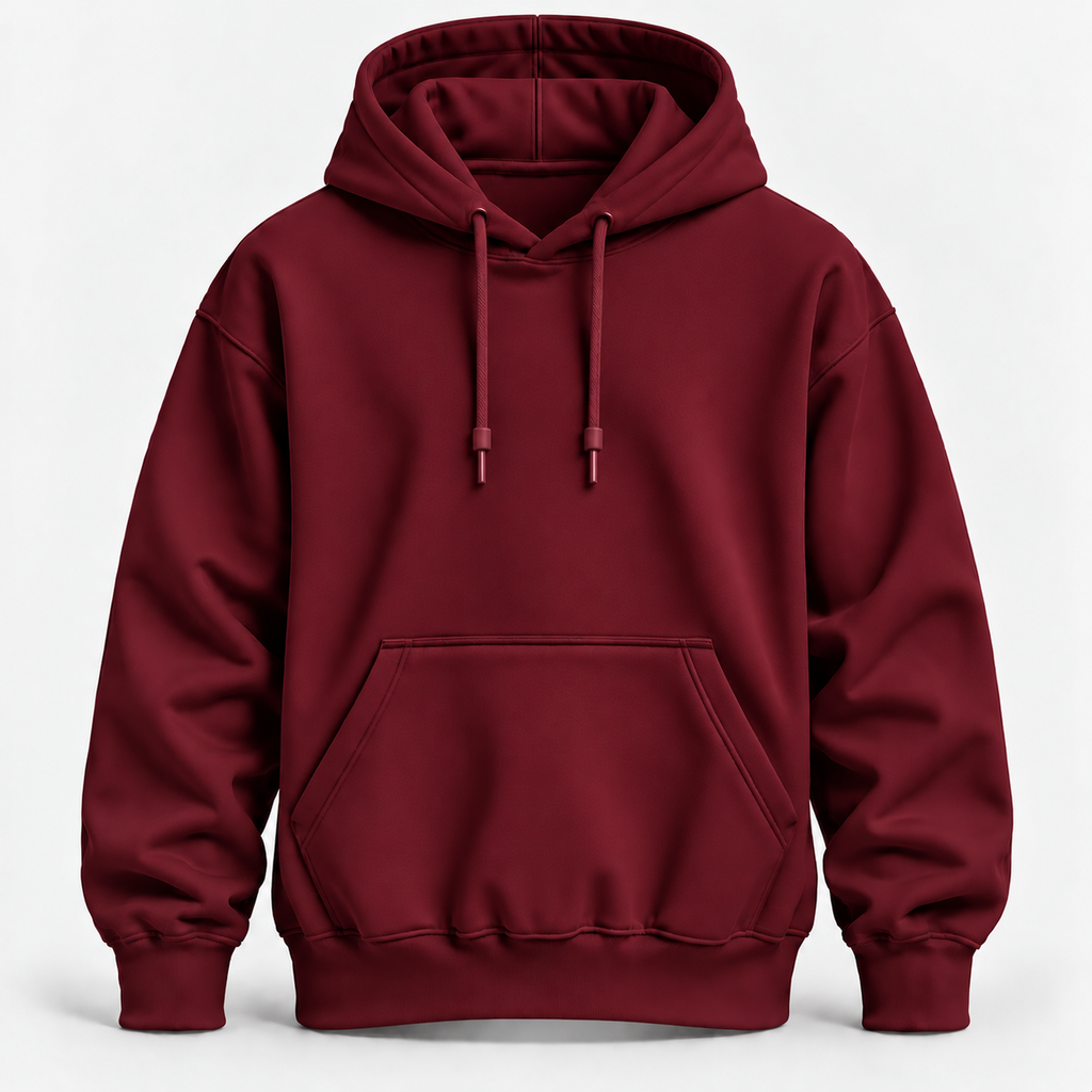 Maroon Color Warm 300 GSM Regular Plain Hoodies