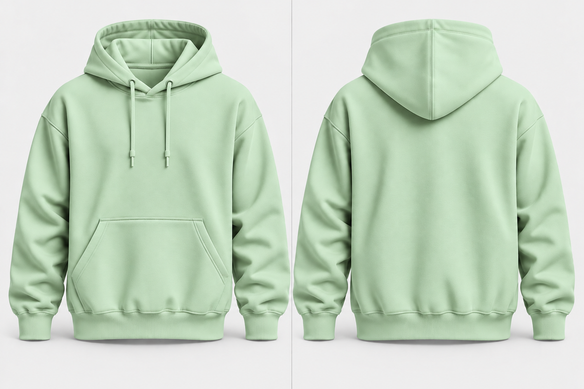 Mint Color Warm 300 GSM Regular Plain Hoodies