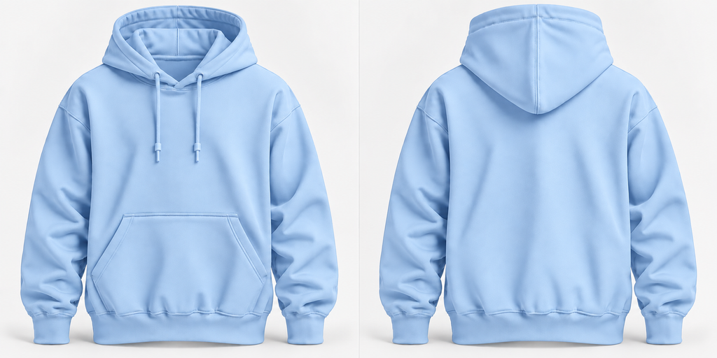 Baby Blue Warm 300 GSM Regular Plain Hoodies