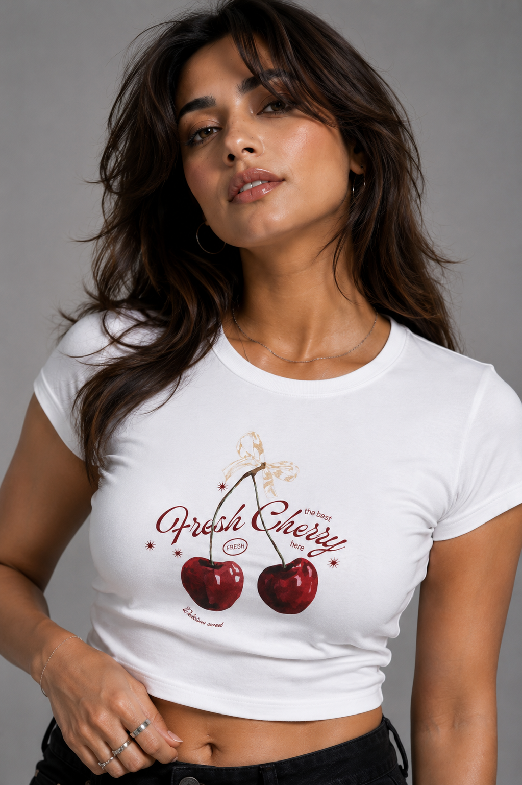 SANKITRIBE Premium Women's Baby Tee | Red Cherry |