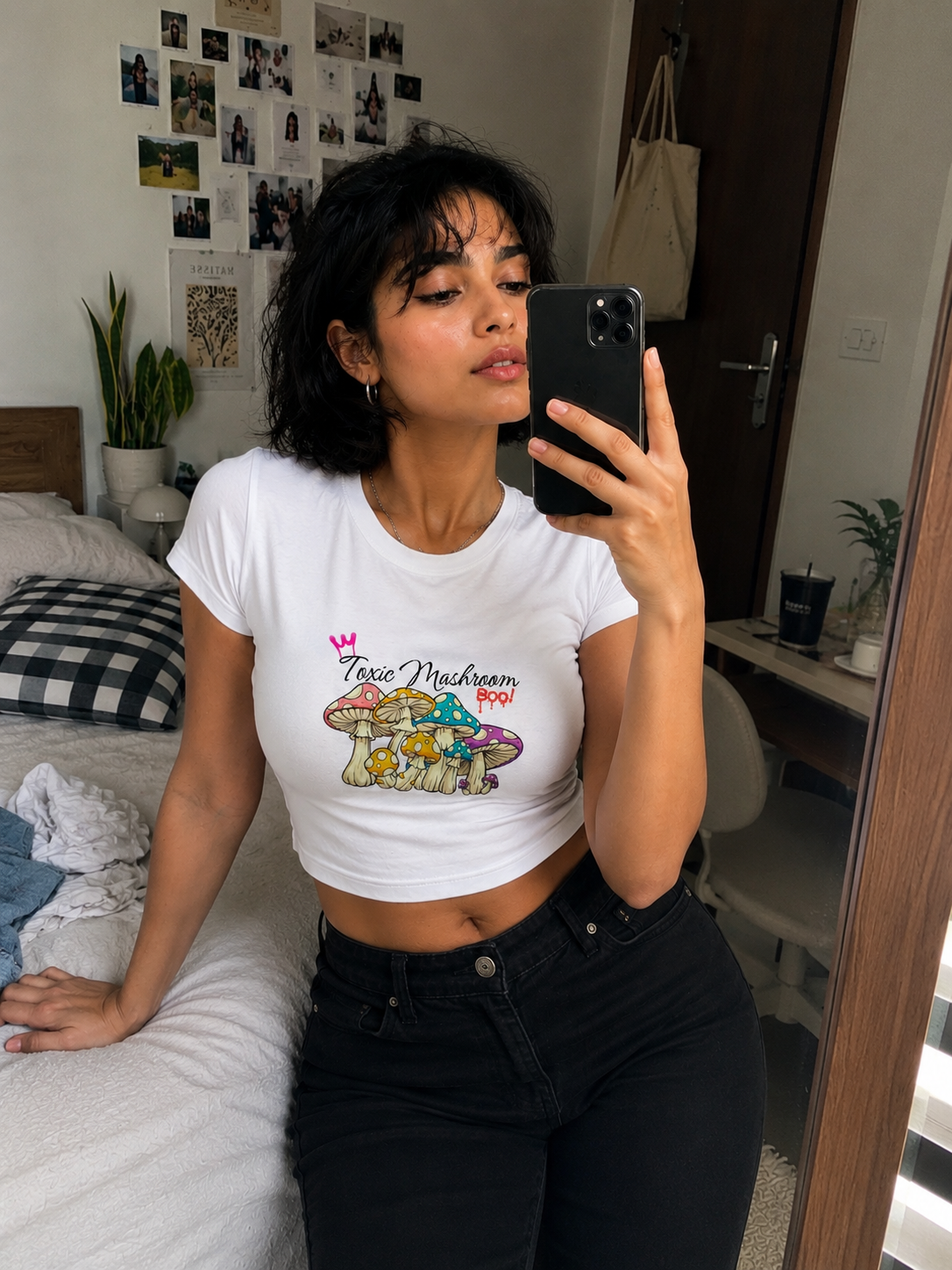 SANKITRIBE Premium Women's Baby Tee | Toxic Mushroom |
