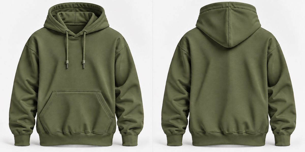 Olive Green Warm 300 GSM Regular Plain Hoodies