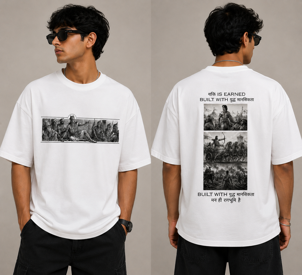 SANKITRIBE Ancient WAR Theme Premium Terry Oversized DTG Graphic T-Shirt
