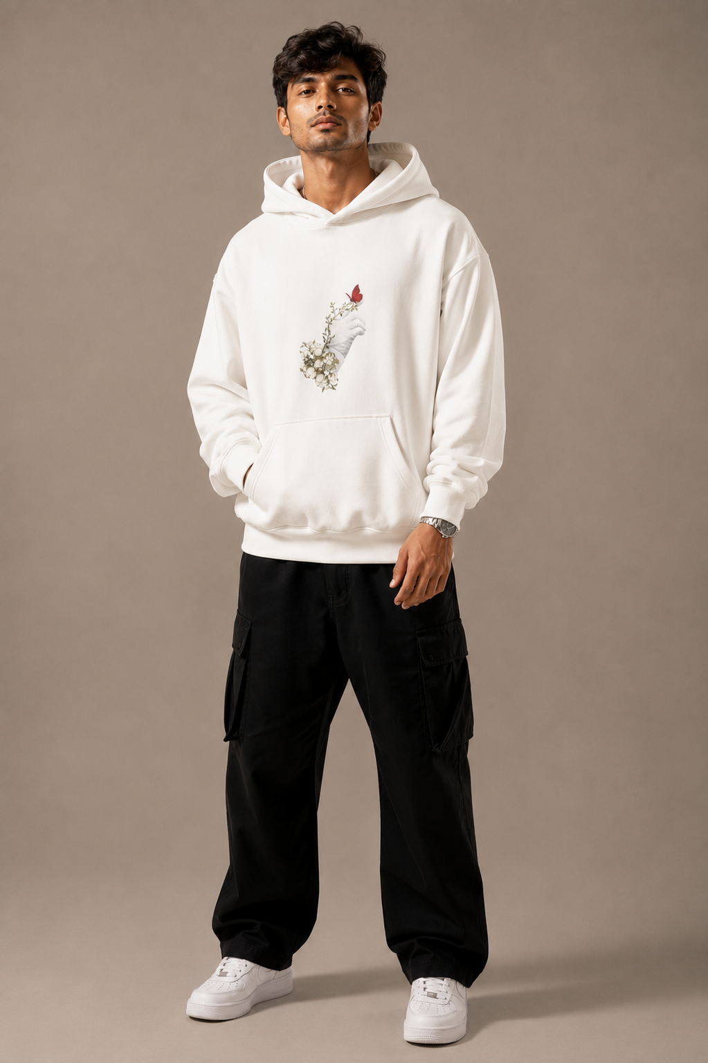 SANKITRIBE Premium Unisex Oversized Graphic Hoodie | Red Butterfly |