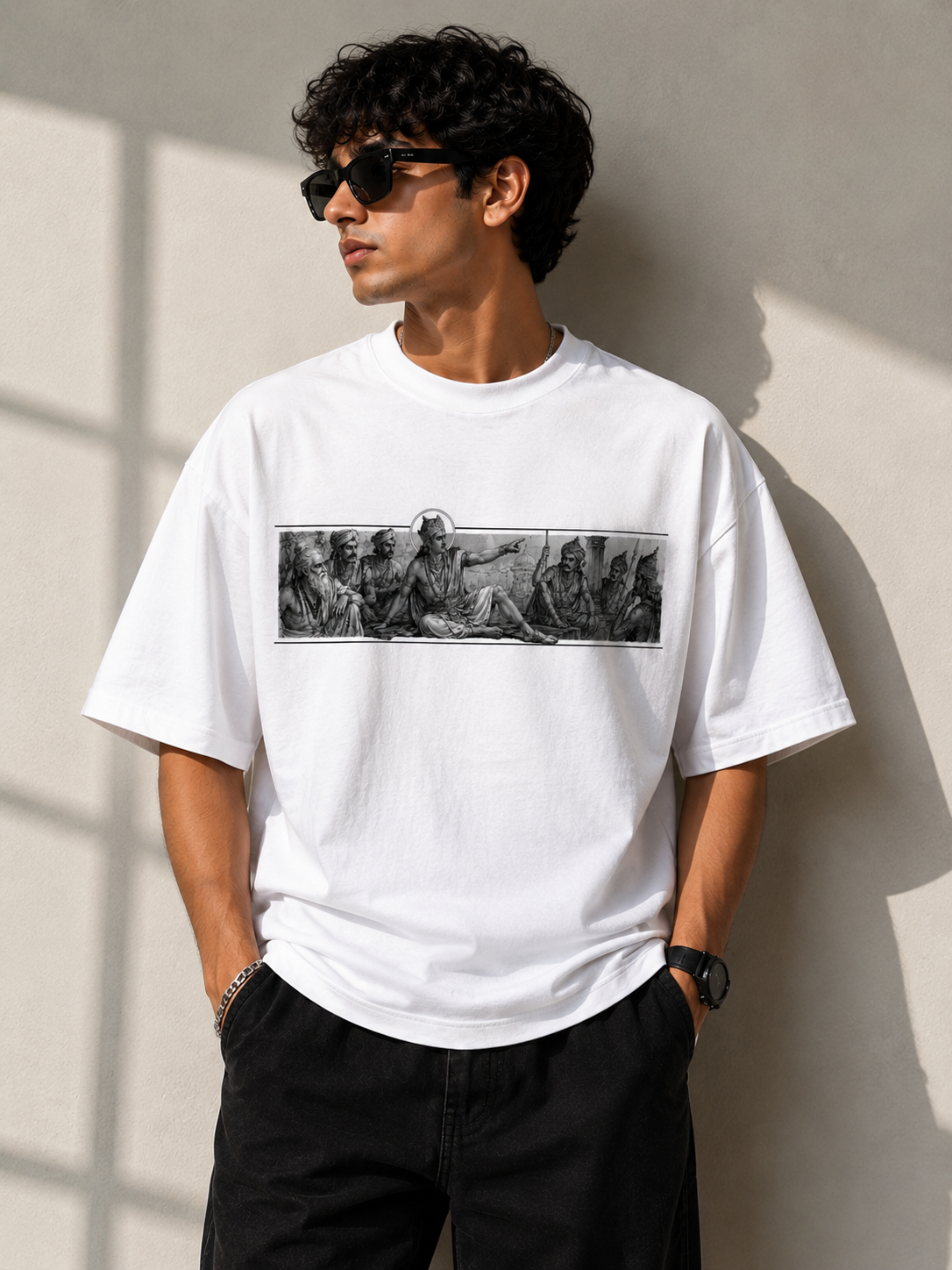 SANKITRIBE Ancient WAR Theme Premium Terry Oversized DTG Graphic T-Shirt