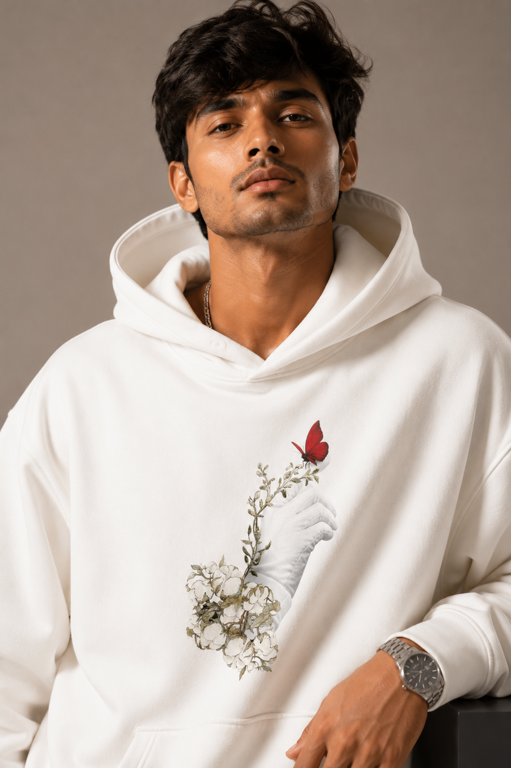 SANKITRIBE Premium Unisex Oversized Graphic Hoodie | Red Butterfly |