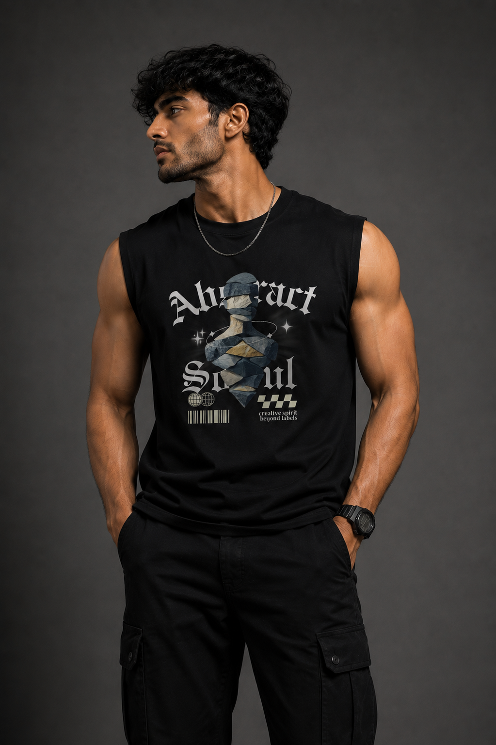 SANKITRIBE Premium Men's Sleeveless DTG T-Shirt