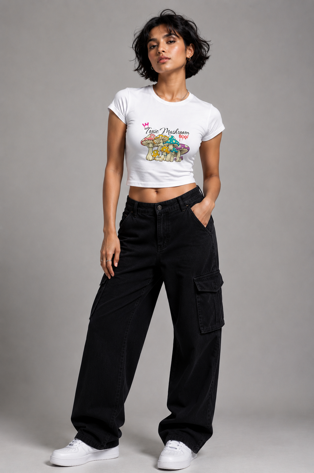 SANKITRIBE Premium Women's Baby Tee | Toxic Mushroom |
