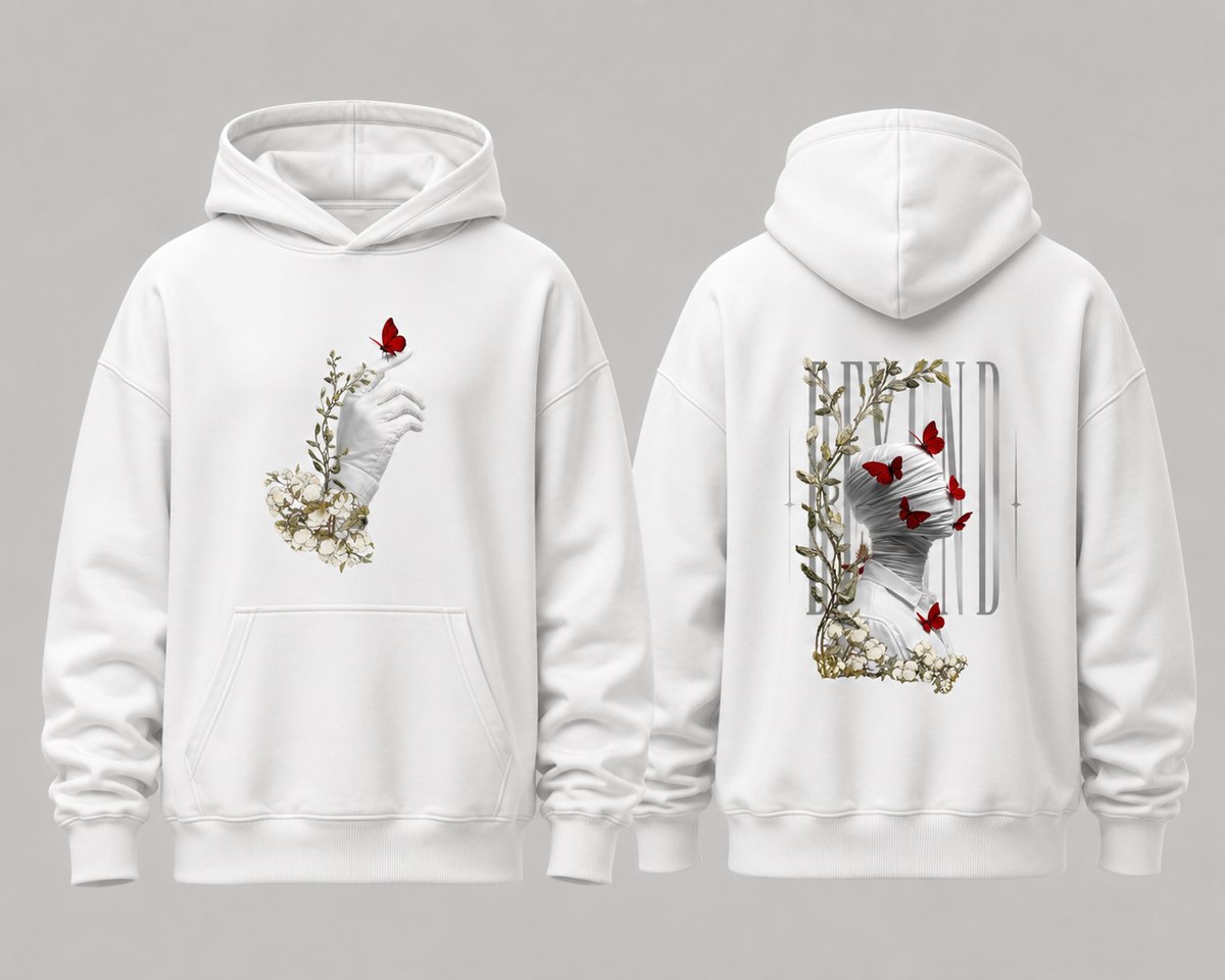 SANKITRIBE Premium Unisex Oversized Graphic Hoodie | Red Butterfly |