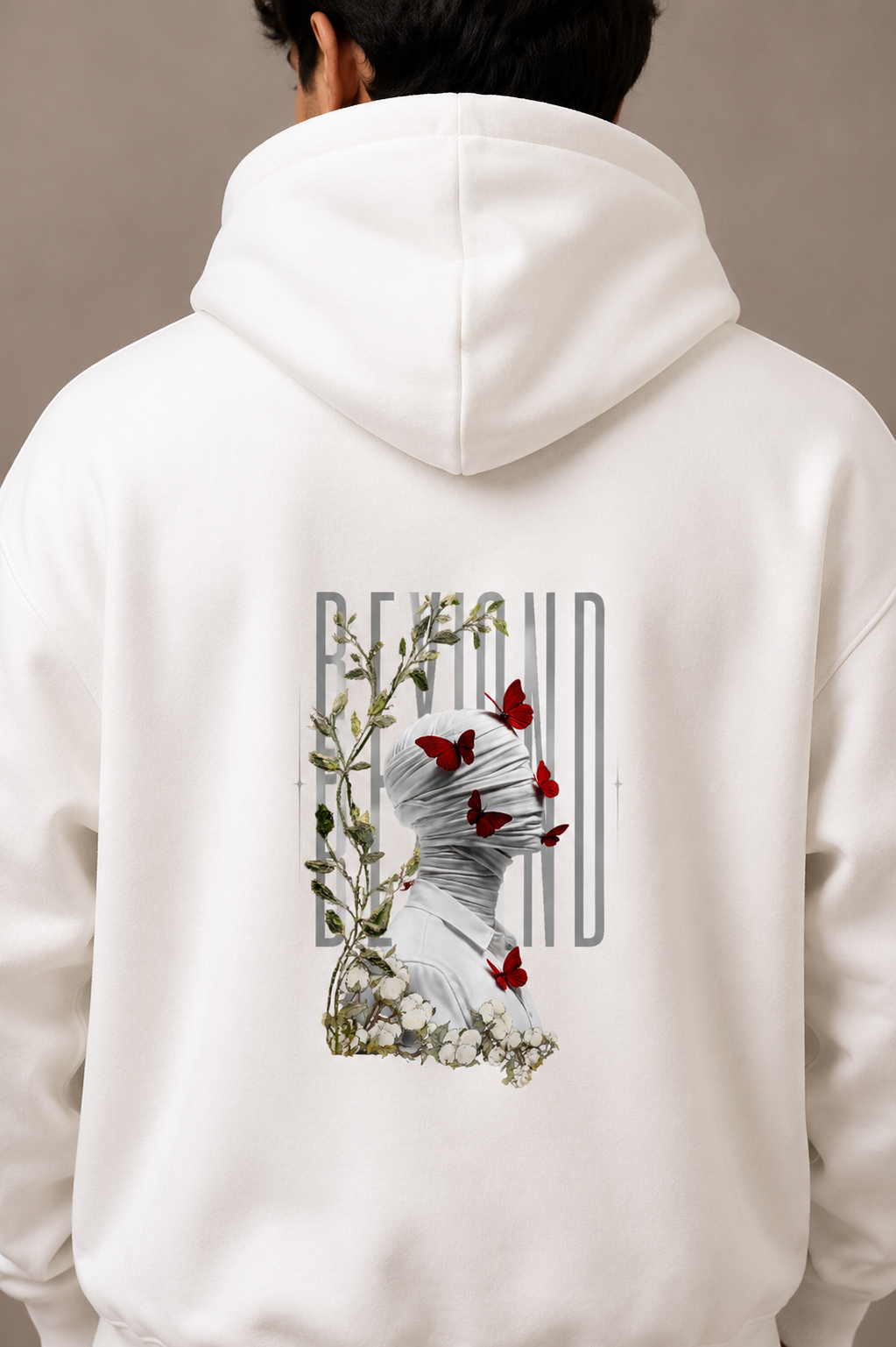 SANKITRIBE Premium Unisex Oversized Graphic Hoodie | Red Butterfly |