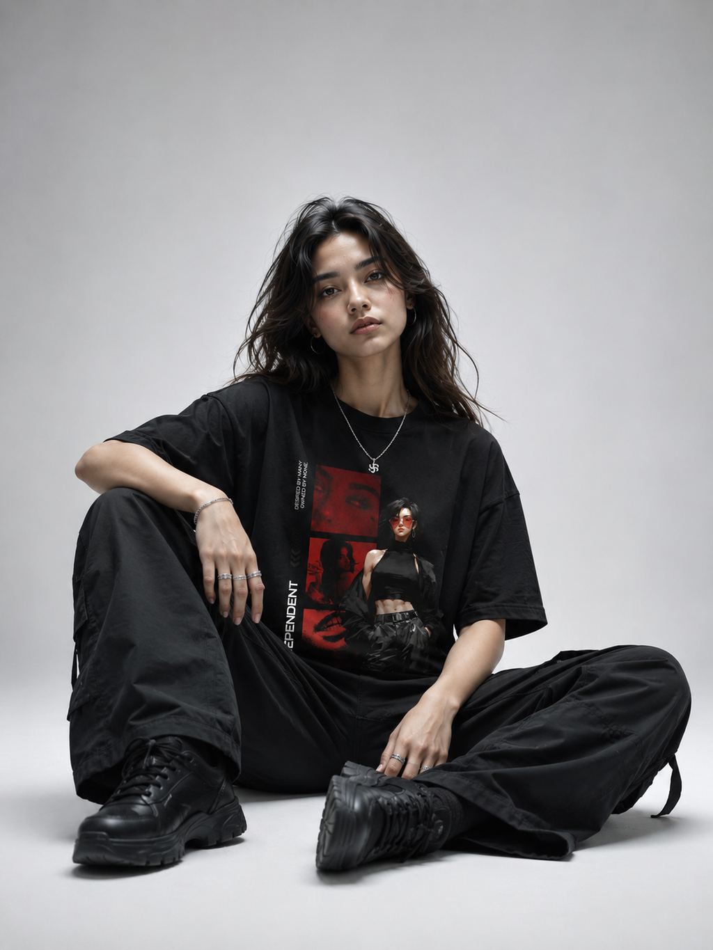 SANKITRIBE Female Terry Oversized DTG Graphic Printed T-Shirt | Independent Streetwear | Drop Shoulder Fit