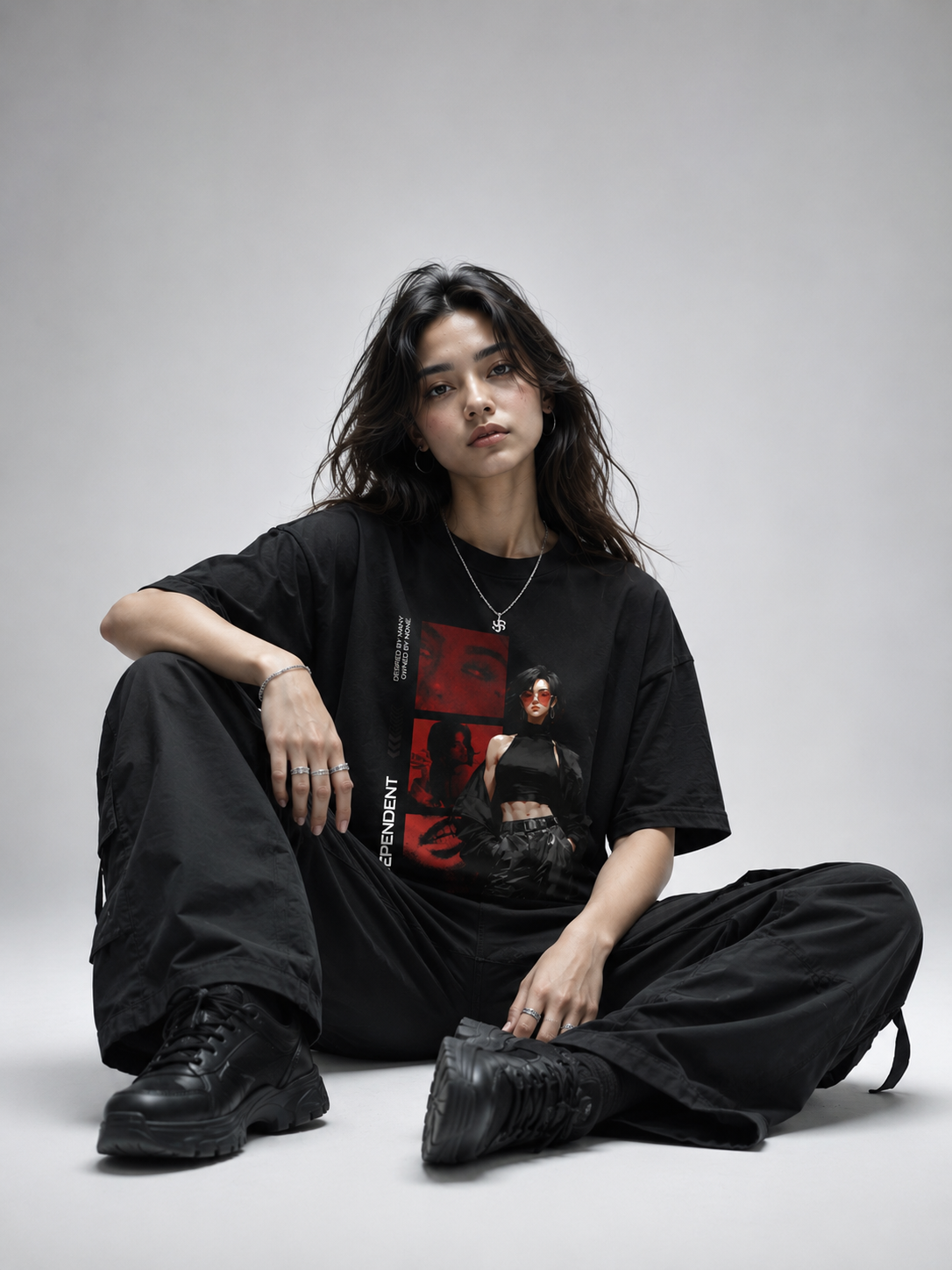 SANKITRIBE Female Terry Oversized DTG Graphic Printed T-Shirt | Independent Streetwear | Drop Shoulder Fit