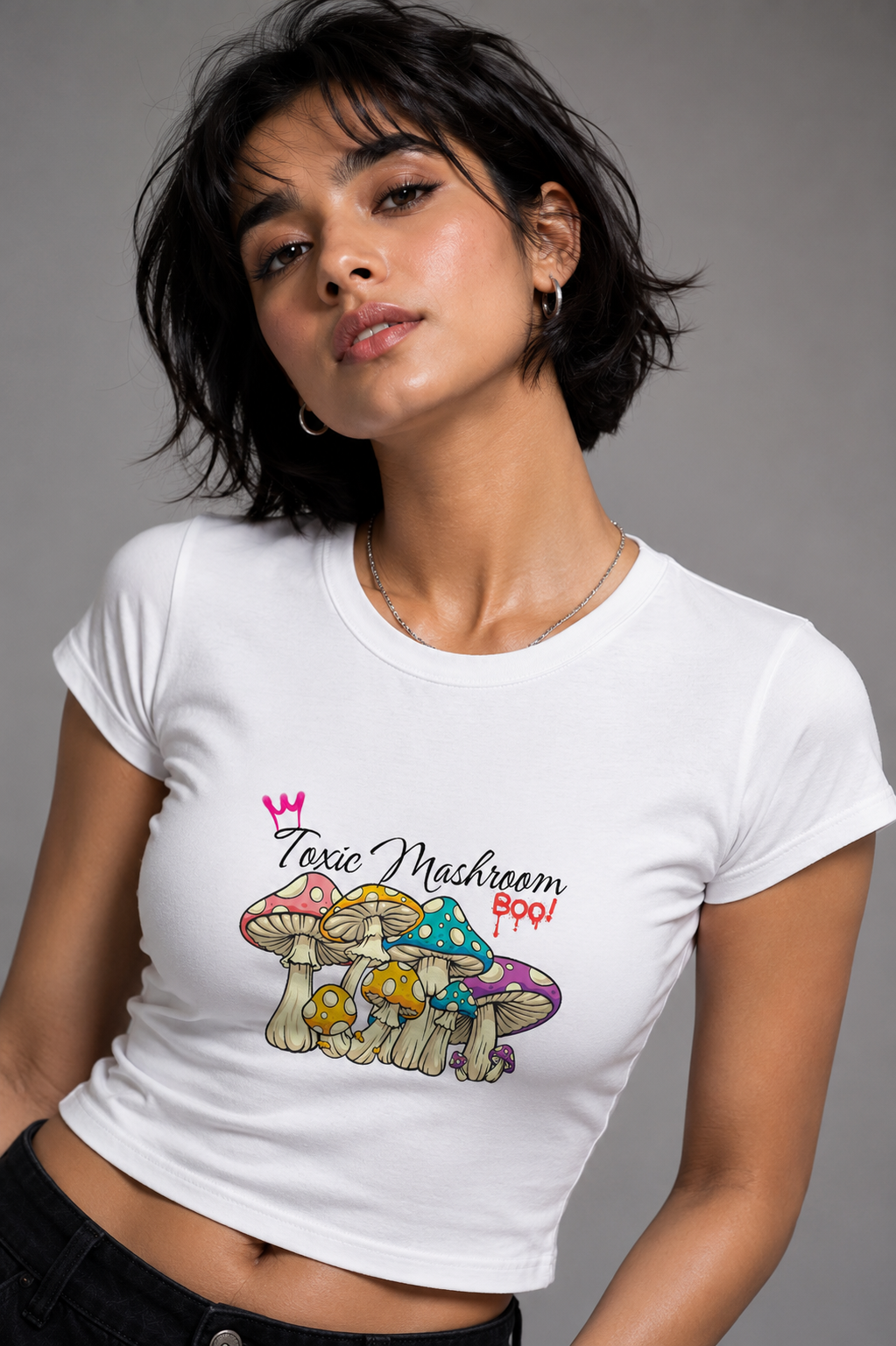 SANKITRIBE Premium Women's Baby Tee | Toxic Mushroom |