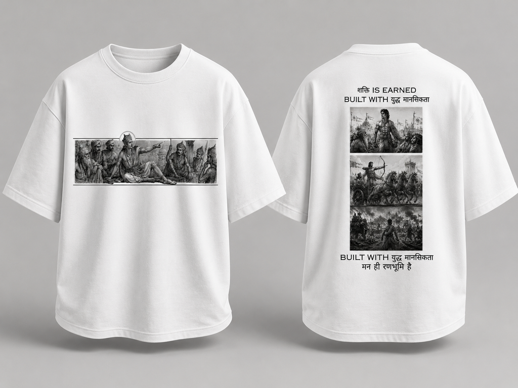 SANKITRIBE Ancient WAR Theme Premium Terry Oversized DTG Graphic T-Shirt