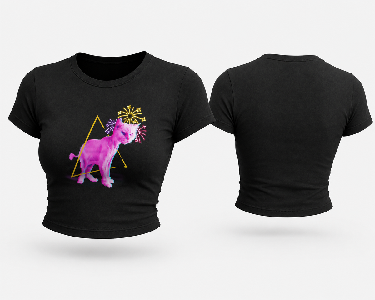 SANKITRIBE Premium Women's Baby Tee | Purple Cat |