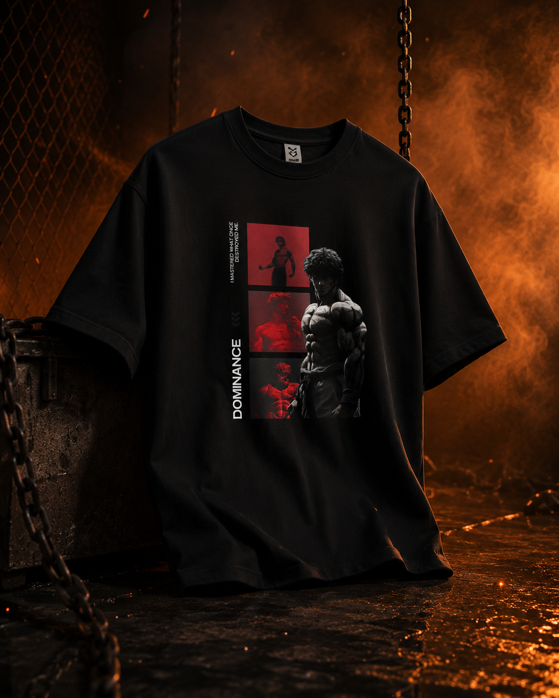 SANKITRIBE Male Terry Oversized Graphic Printed T-Shirt | Baki Edition | Premium Streetwear