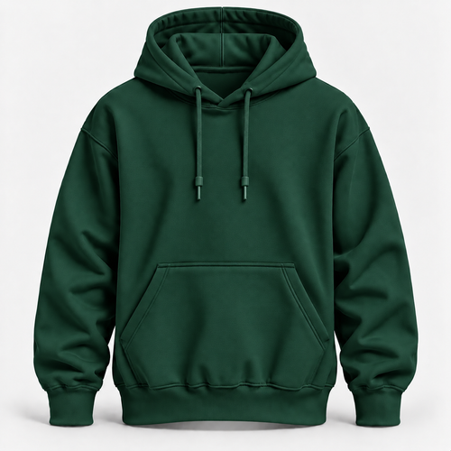 Forest Green Warm 300 GSM Regular Plain Hoodies