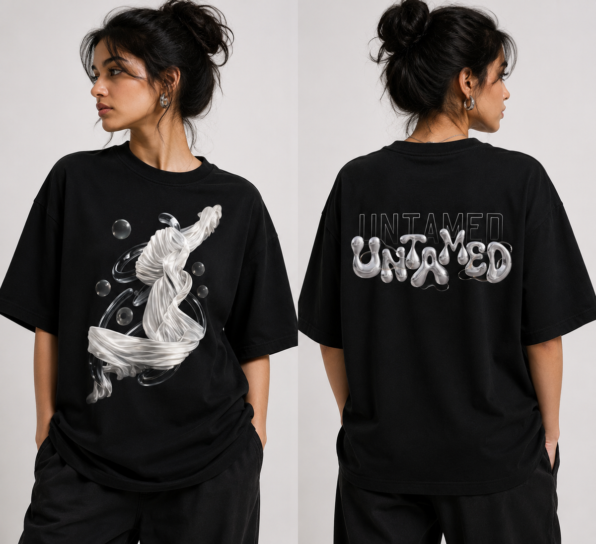 SANKITRIBE Liquid Graphic Oversized Terry  Tee