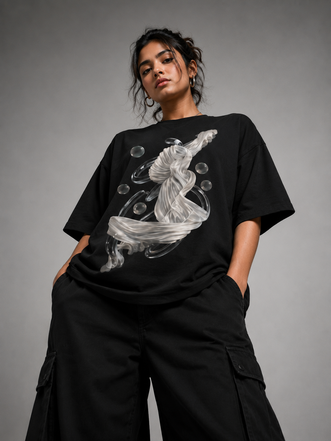 SANKITRIBE Liquid Graphic Oversized Terry  Tee
