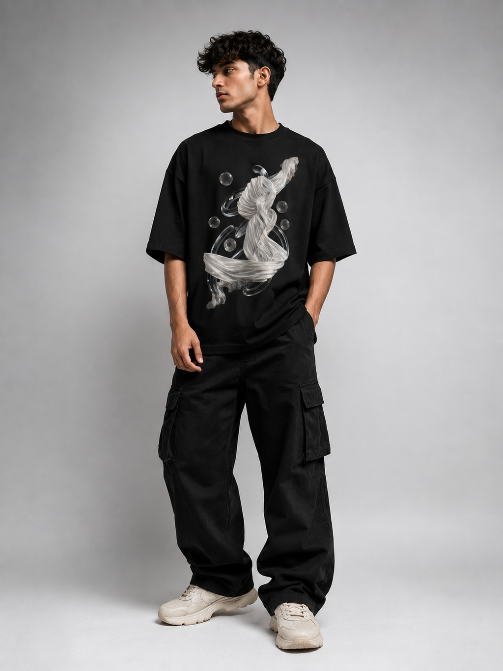 SANKITRIBE Liquid Graphic Oversized Terry  Tee