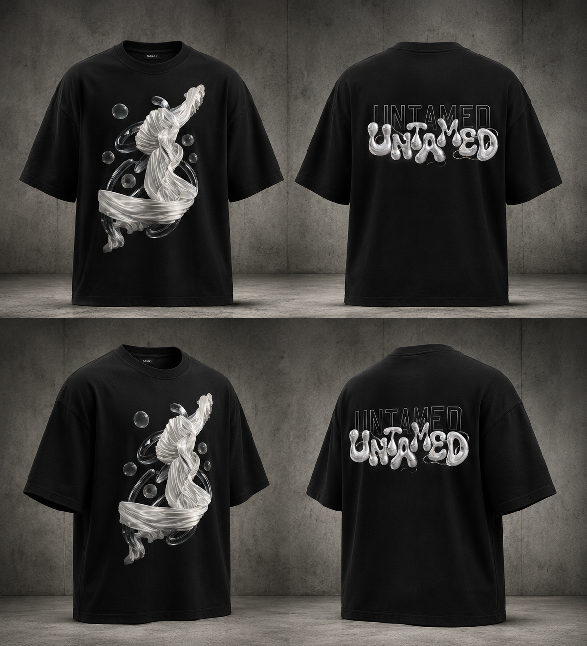 SANKITRIBE Liquid Graphic Oversized Terry  Tee