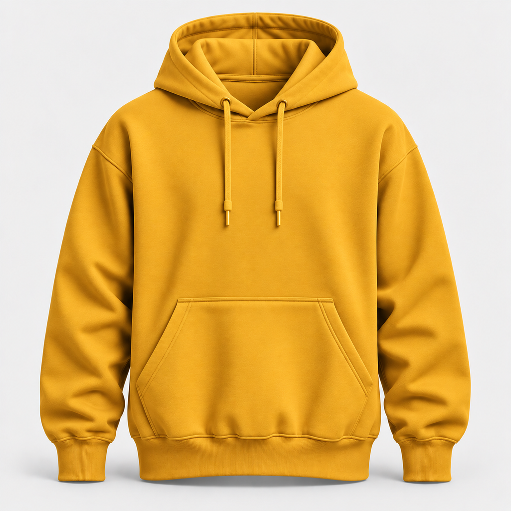 Mustard Yellow Warm 300 GSM Regular Plain Hoodies