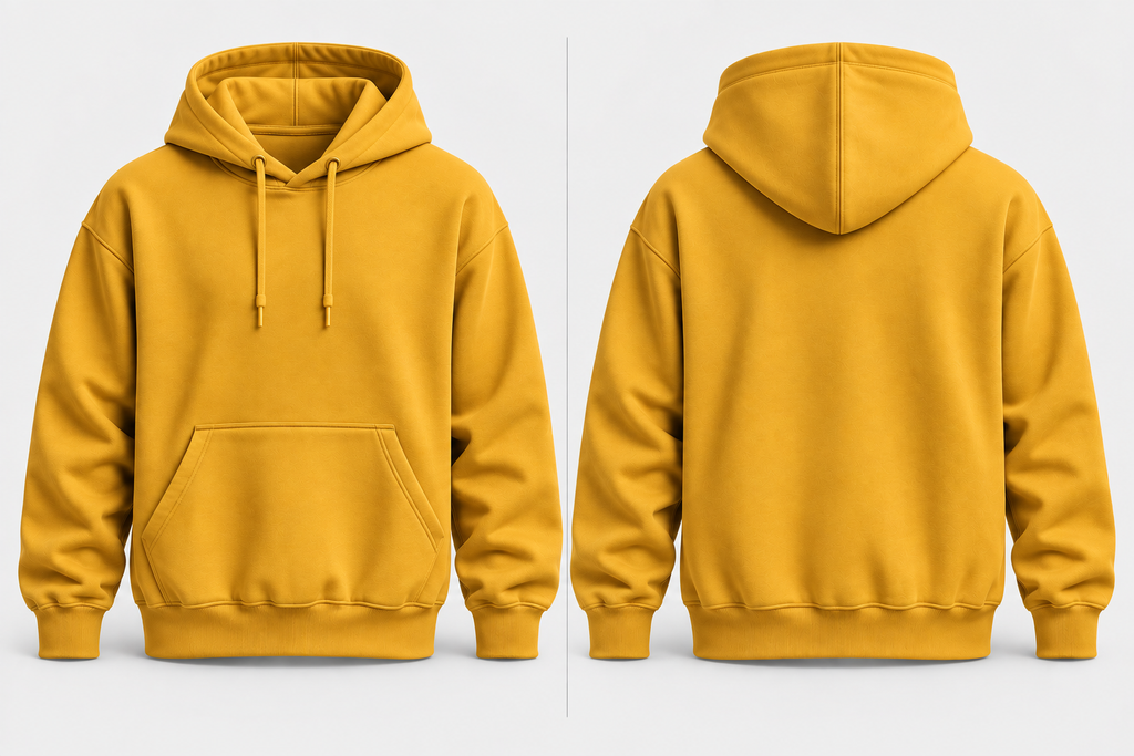 Mustard Yellow Warm 300 GSM Regular Plain Hoodies
