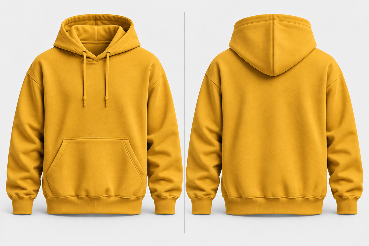 Mustard Yellow Warm 300 GSM Regular Plain Hoodies